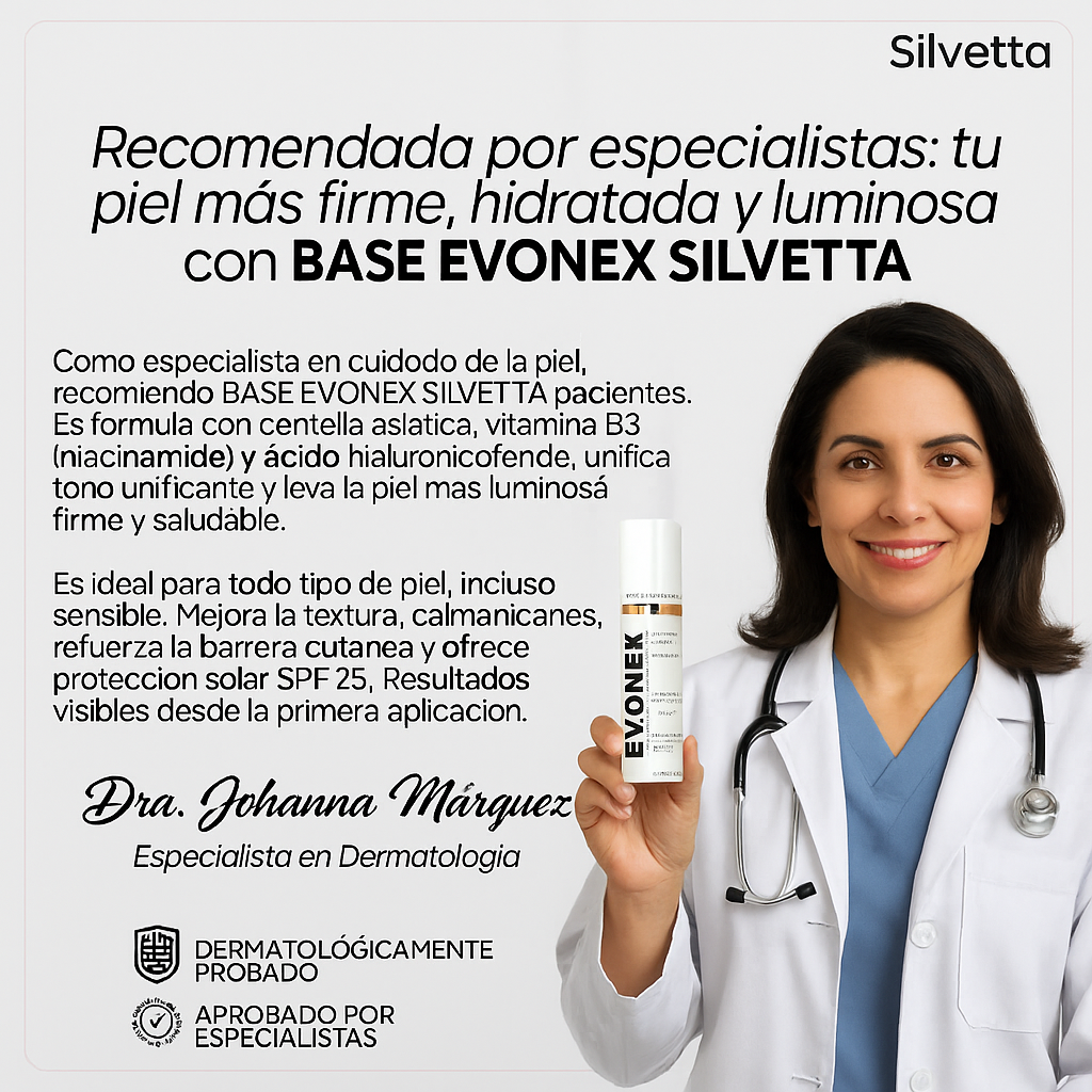 BASE EVONEX SILVETTA La base que rejuvenece tu piel mientras la embellece.