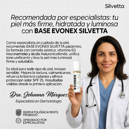 BASE EVONEX SILVETTA La base que rejuvenece tu piel mientras la embellece.