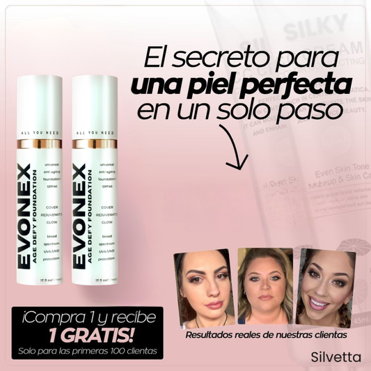 BASE EVONEX SILVETTA La base que rejuvenece tu piel mientras la embellece.
