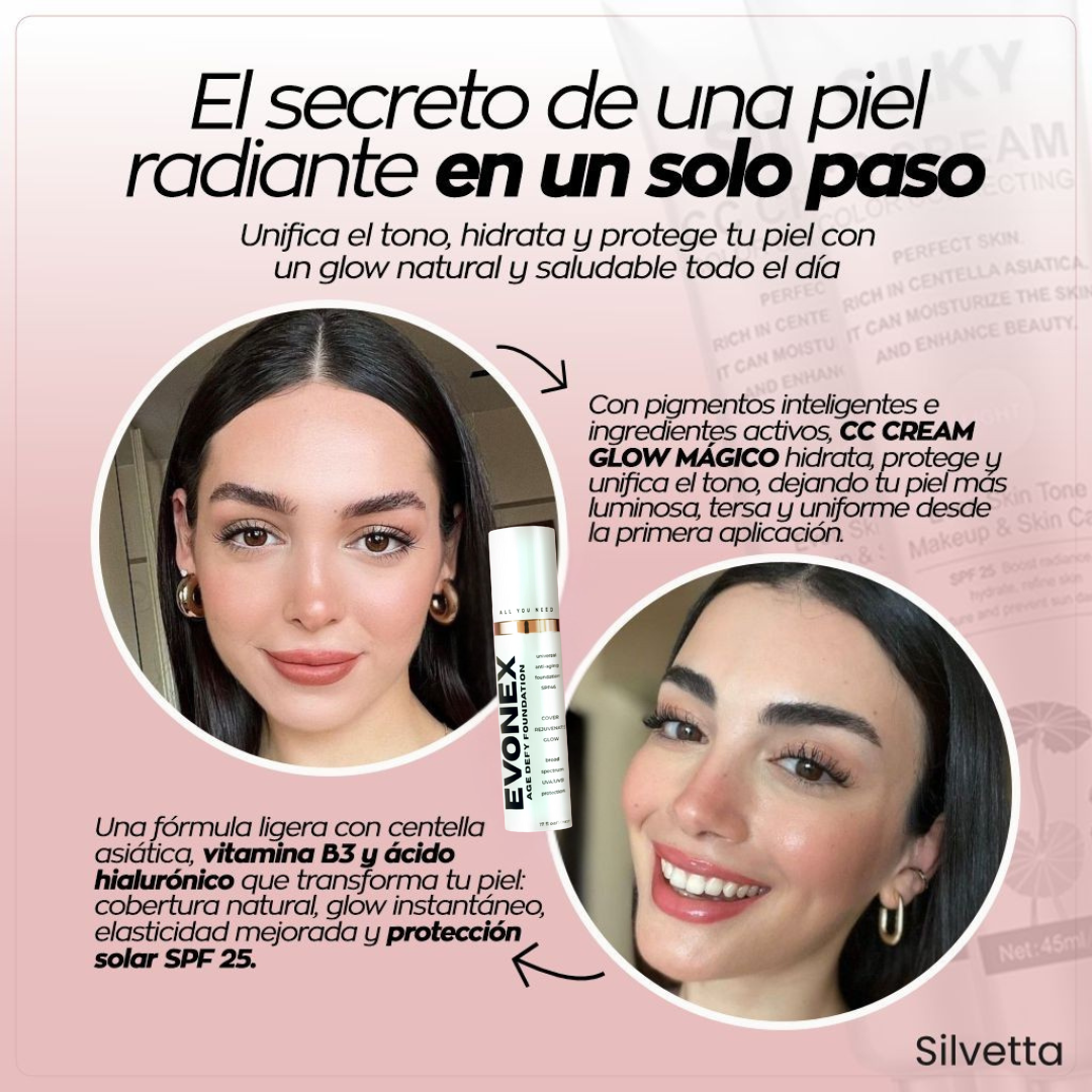 BASE EVONEX SILVETTA La base que rejuvenece tu piel mientras la embellece.