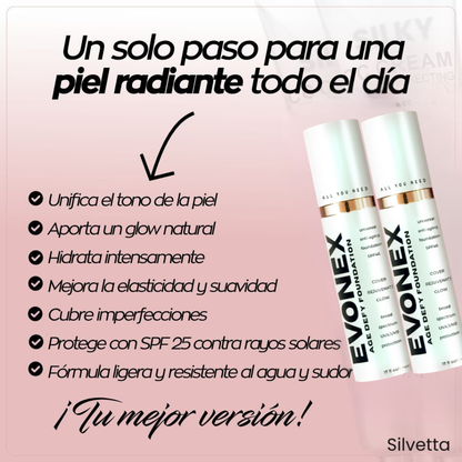 BASE EVONEX SILVETTA La base que rejuvenece tu piel mientras la embellece.